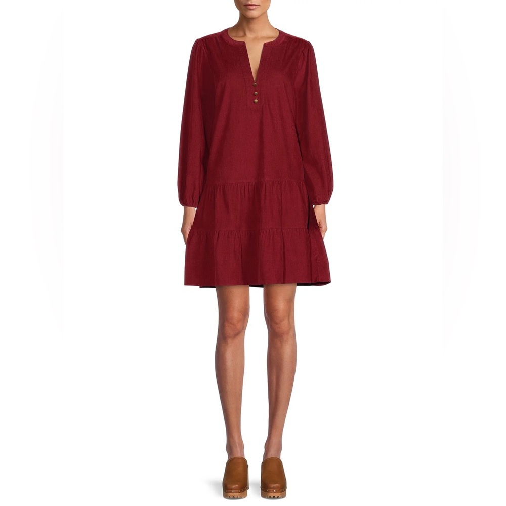 Time and Tru Burgundy Long Sleeve Dress